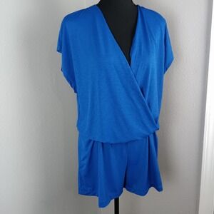 Lauren Ralph Lauren Romper Womens Large‎ Short Sleeve Elastic Waist Wrap Front